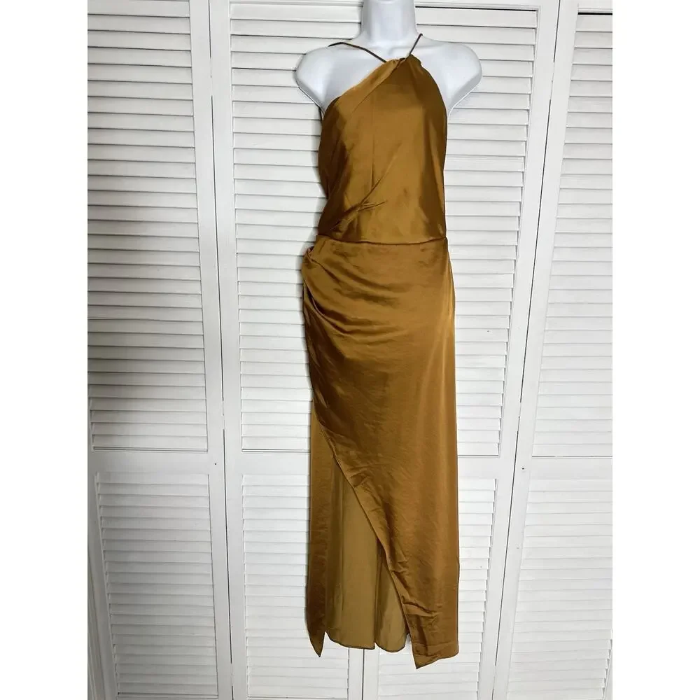 NWT Anthropologie Significant Other Copper Gracie Backless Satin Dress 12 - Picture 3 of 13